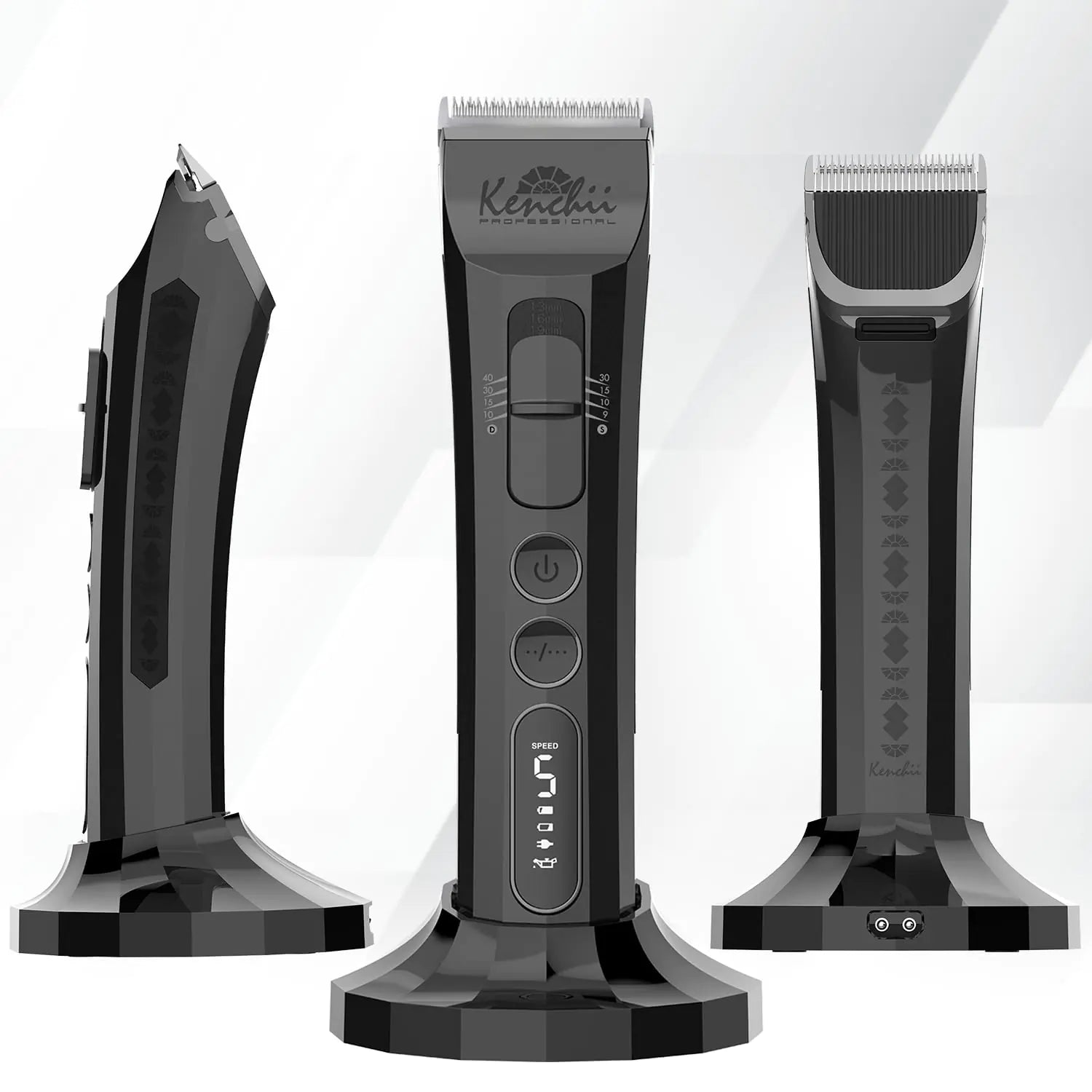 Kenchii Flash Dog Clippers for Grooming - 4-in-1 Digital Cordless Dog Grooming Clippers - Precision Pet Grooming Trim Shape and Style Effortlessly Pearl Black