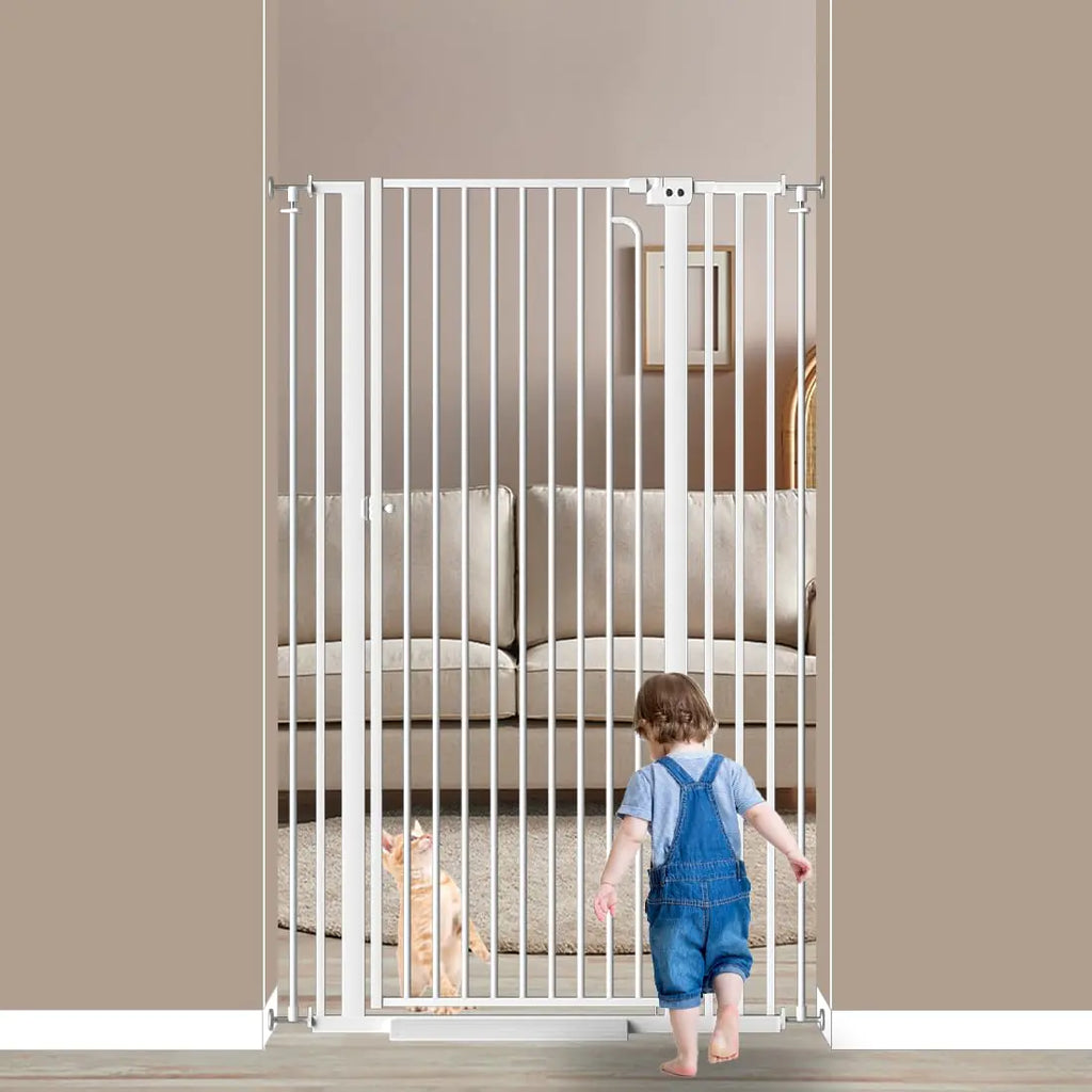 57" Extra Tall Pet Gate for Doorway 33.9"-38.5" Width Tall Dog Gate Cat Gate Extra Wide Baby Gate SafetyExtra Narrow Auto-Close for Indoor Stairs Doorways and Kitchen